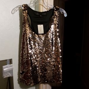 ✨Gold Sequin Racerback Tank by Guess